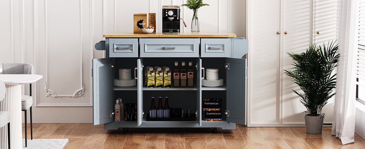 54" Kitchen Island with Drop Leaf and Storage