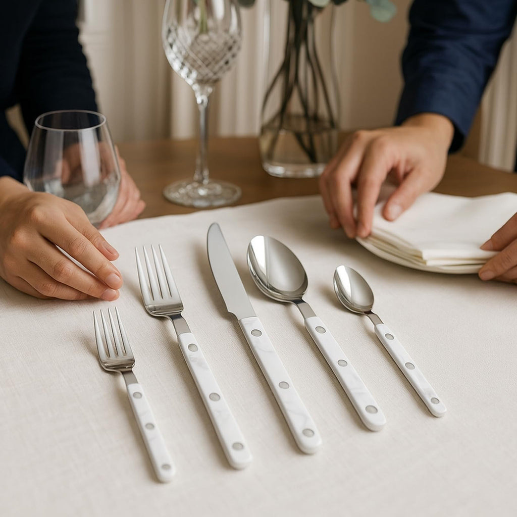 Khen White Stainless Steel Flatware – 20-Piece Set