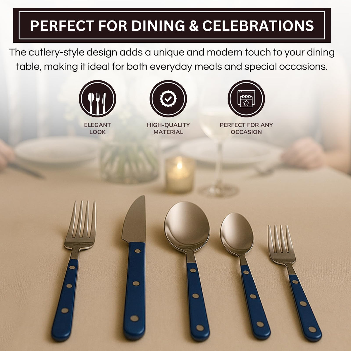 Khen Blue Stainless Steel Flatware – 20-Piece Set