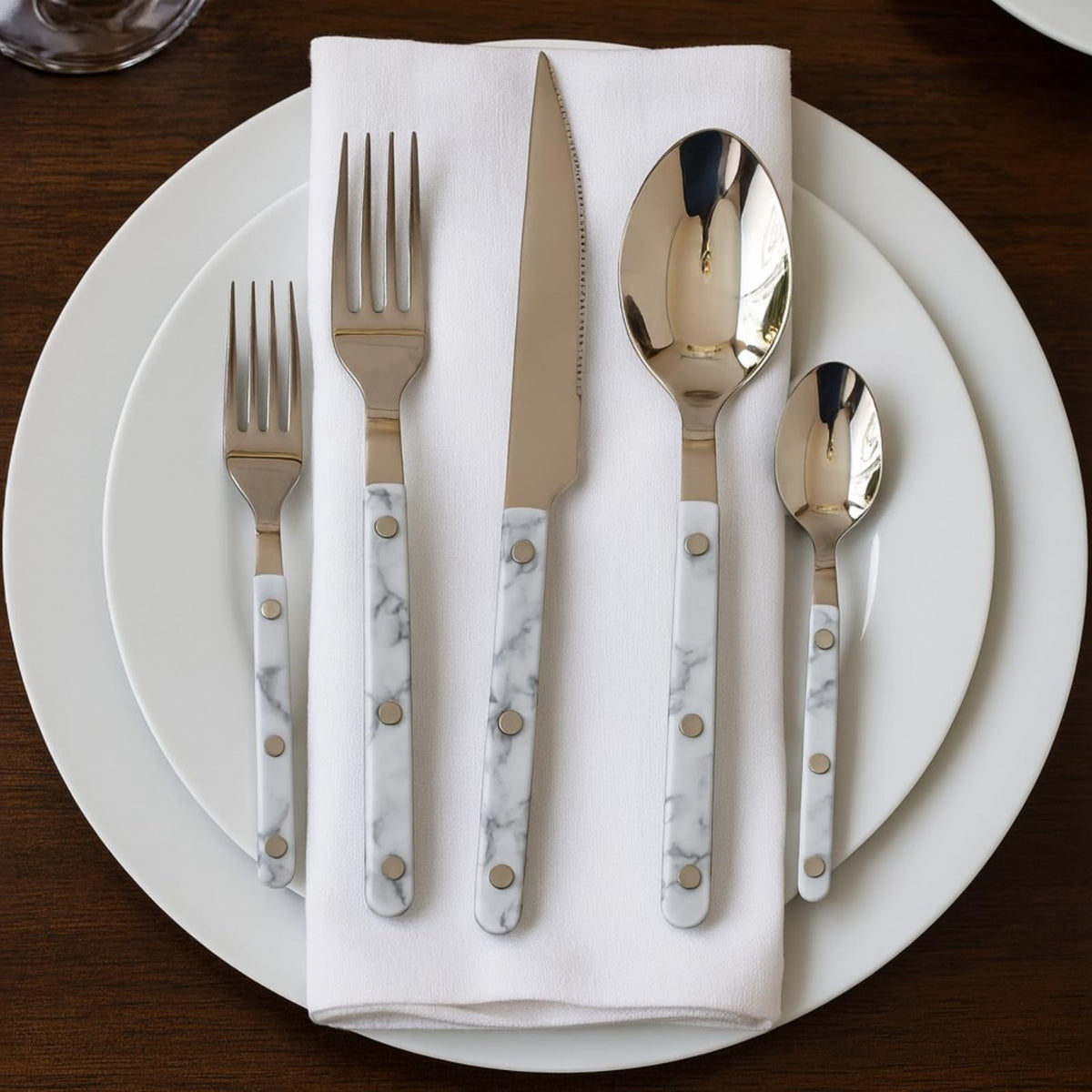Khen White Stainless Steel Flatware – 20-Piece Set