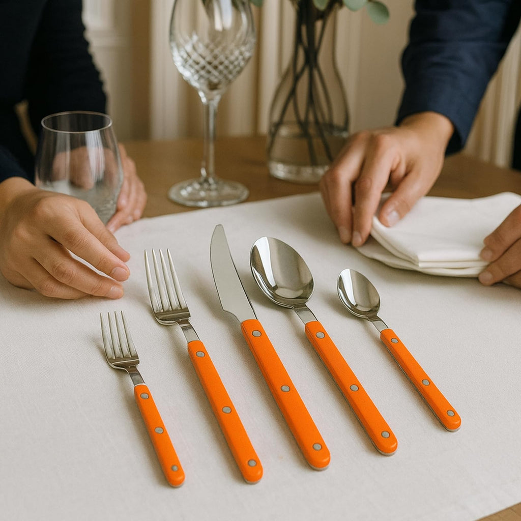 Khen Orange Stainless Steel Flatware – 20-Piece Set