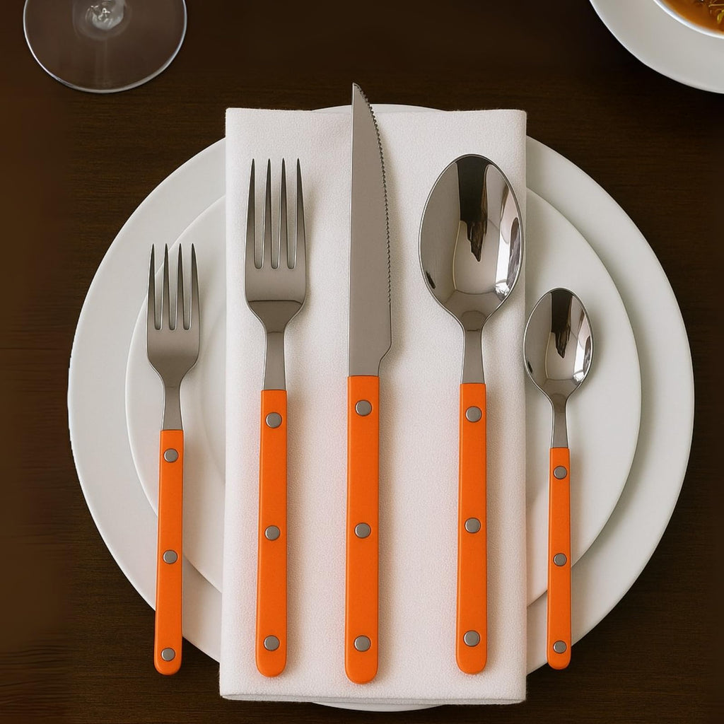 Khen Orange Stainless Steel Flatware – 20-Piece Set