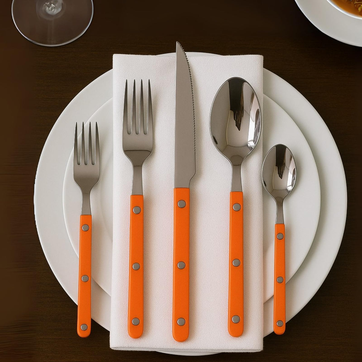 Khen Orange Stainless Steel Flatware – 20-Piece Set