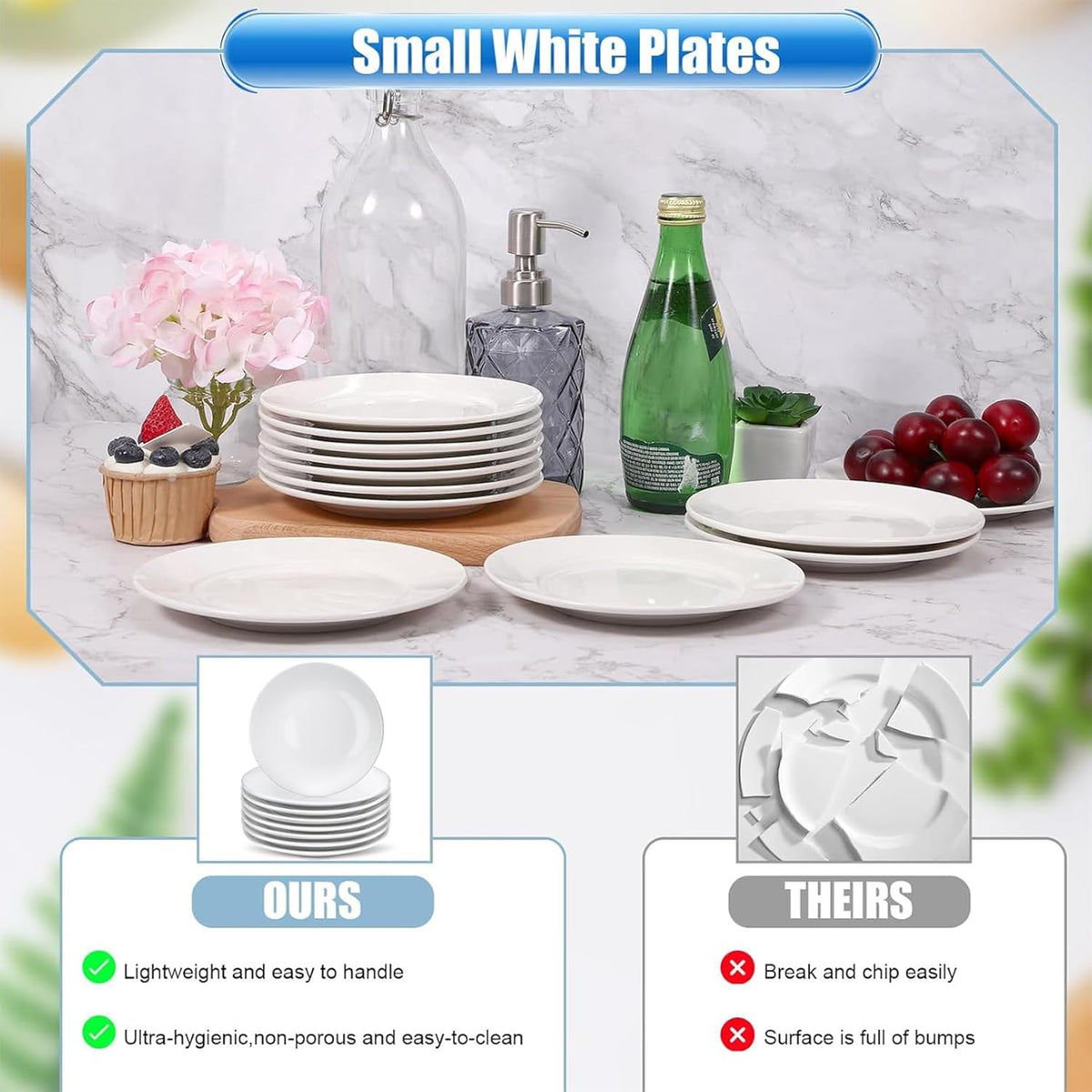 Petite Porcelain Dessert Plates – Set of 8