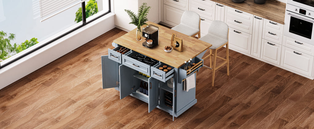 54" Kitchen Island with Drop Leaf and Storage