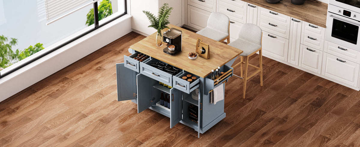 54" Kitchen Island with Drop Leaf and Storage