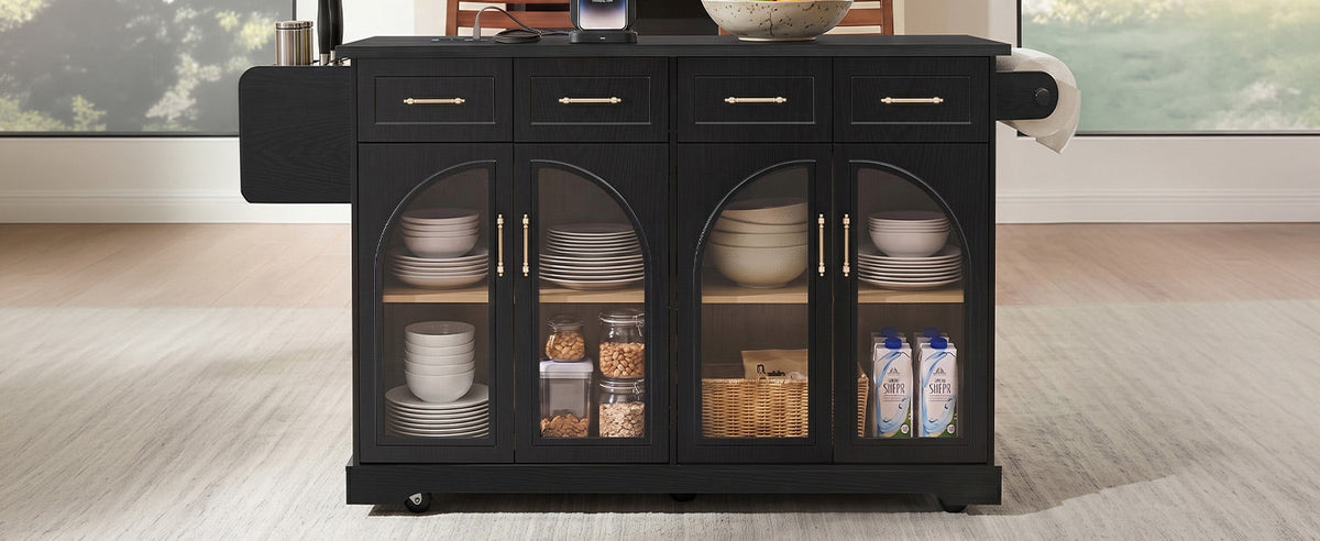 Kitchen Island with Storage & Drop Leaf - 65"