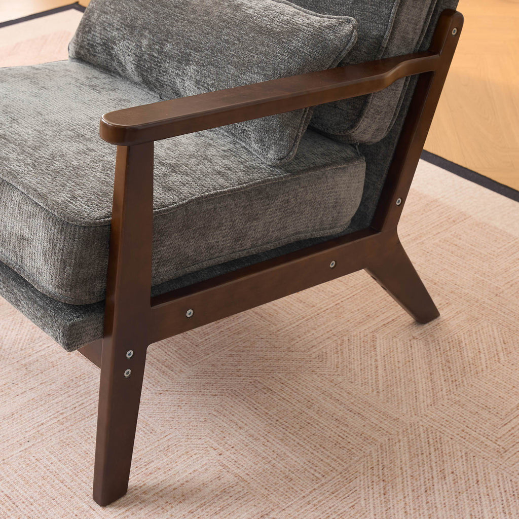 Sleek Mid-Century Chair with Lumbar Pillow