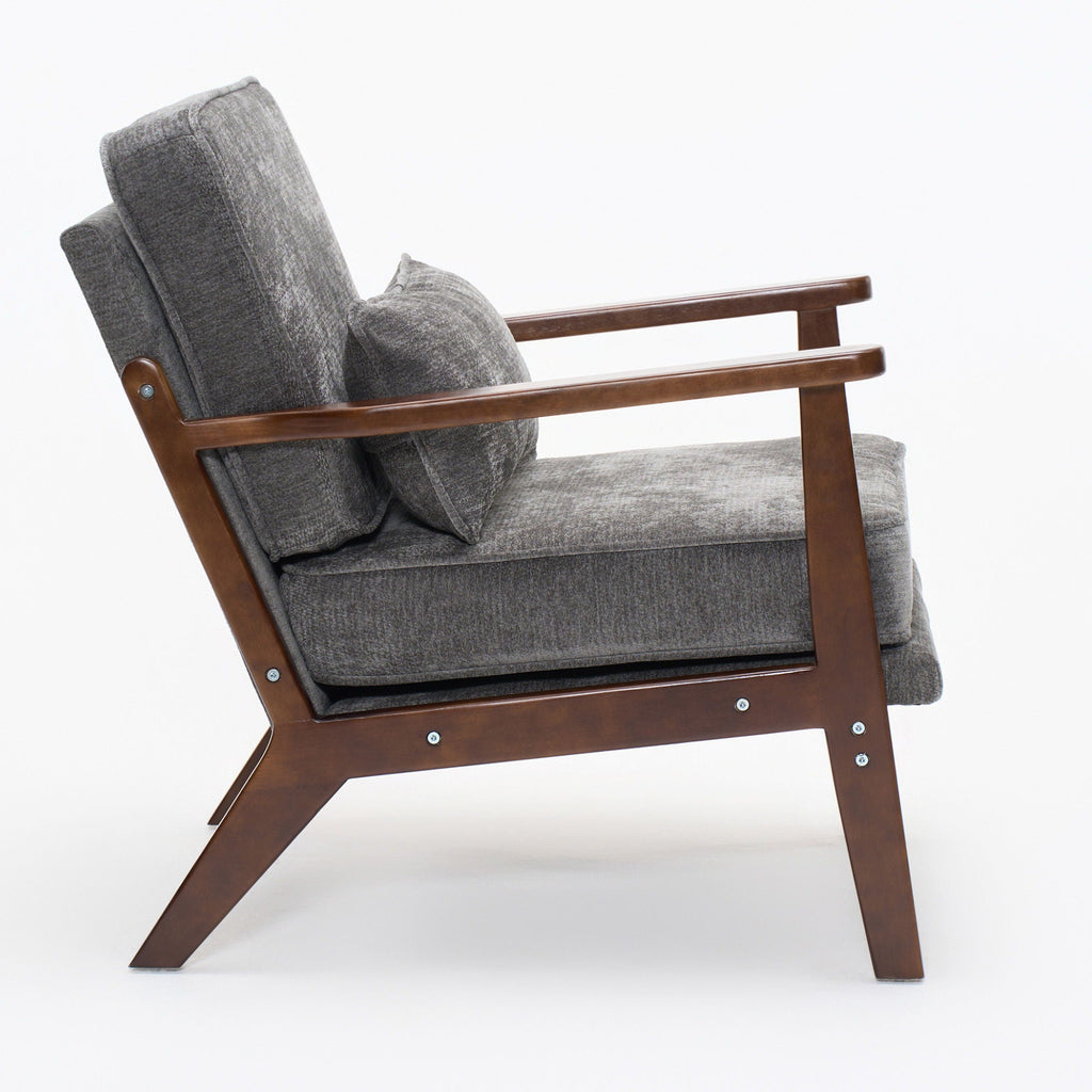 Sleek Mid-Century Chair with Lumbar Pillow