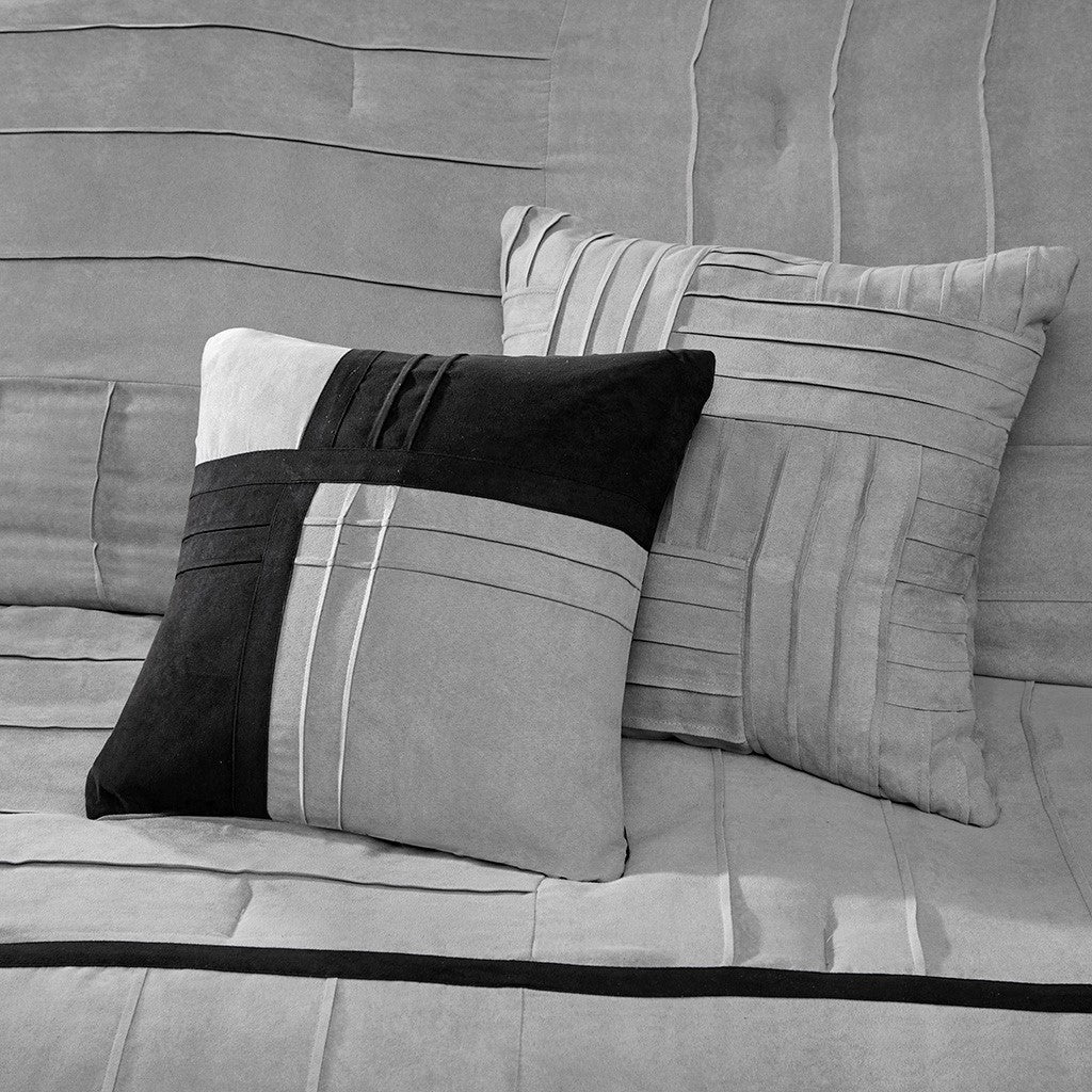 Gray Faux Suede 7 Piece Comforter Set-Cal King