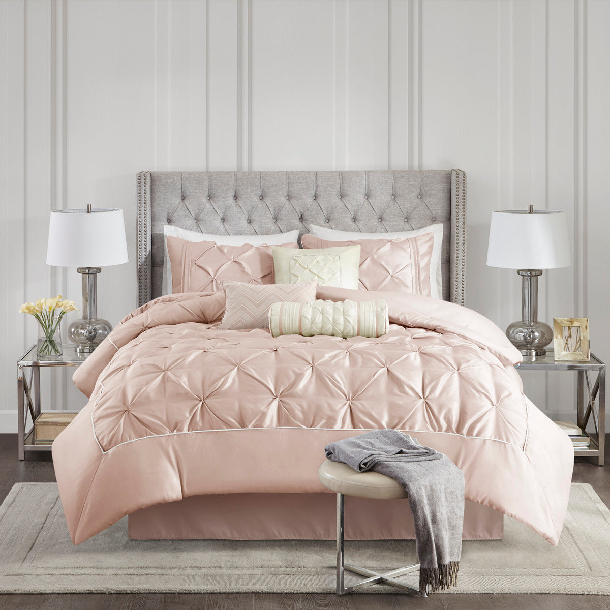 Blush 7 Piece Tufted Full Comforter Set