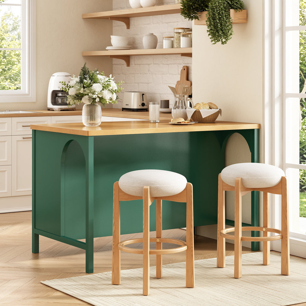 56" Open Storage Farmhouse Kitchen Island