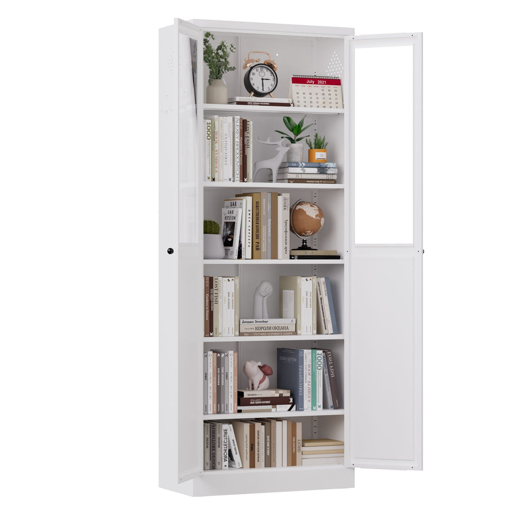 Tall Metal Kitchen Pantry Cabinet with Adjustable Shelves And Silent Magnetic Doors
