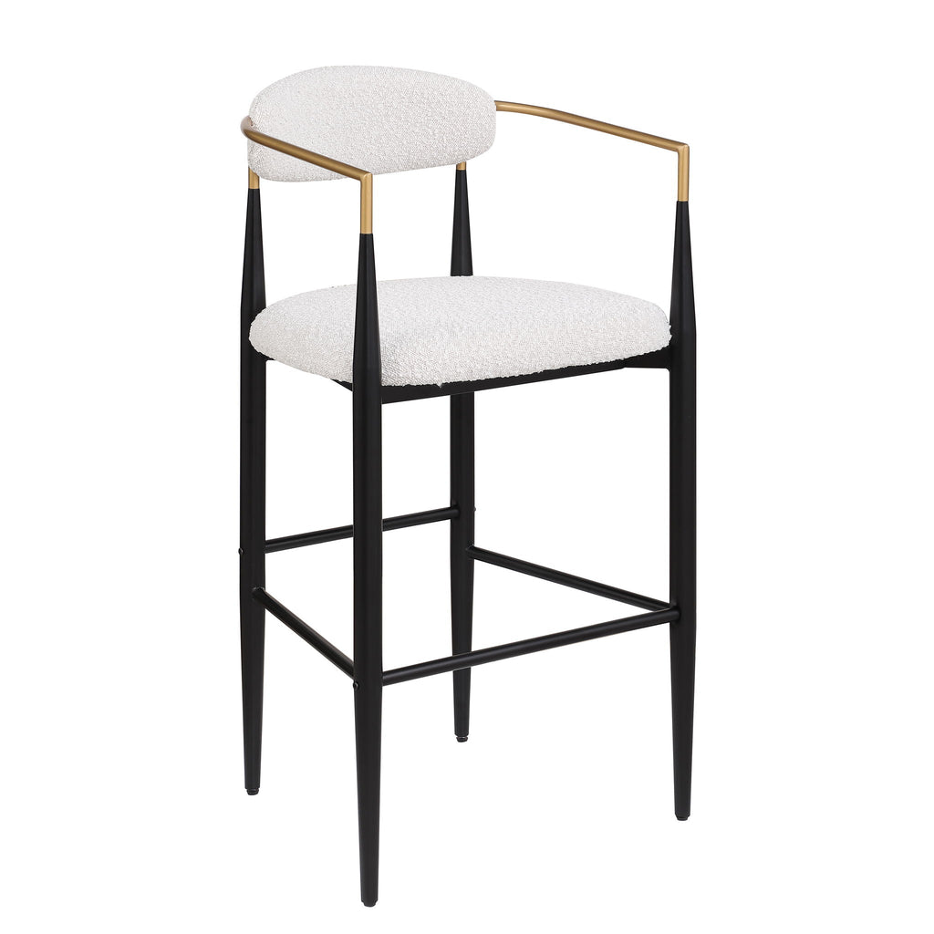 Upholstered Bar Stools with Backs- Set of 2 - Beige