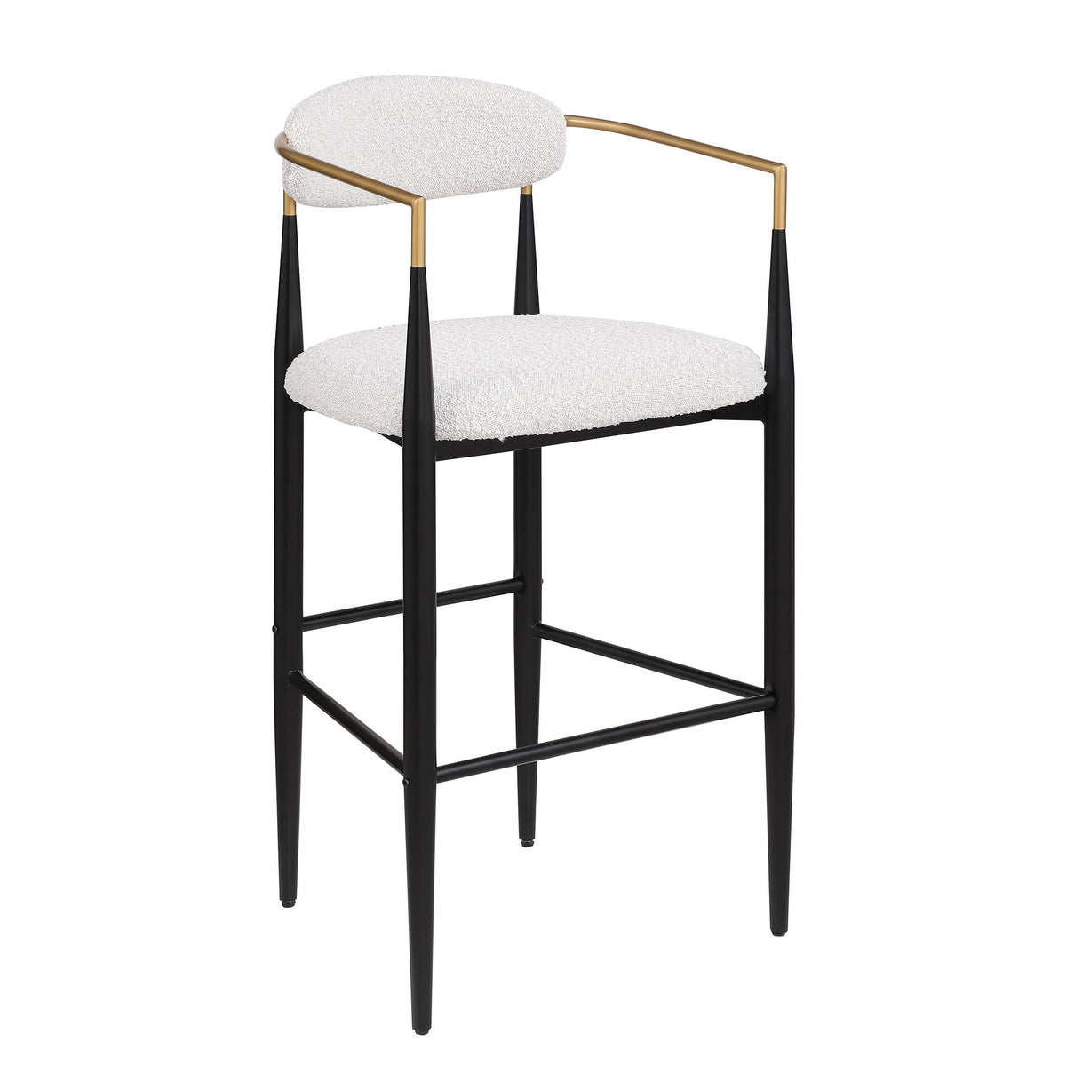 Upholstered Bar Stools with Backs- Set of 2 - Beige