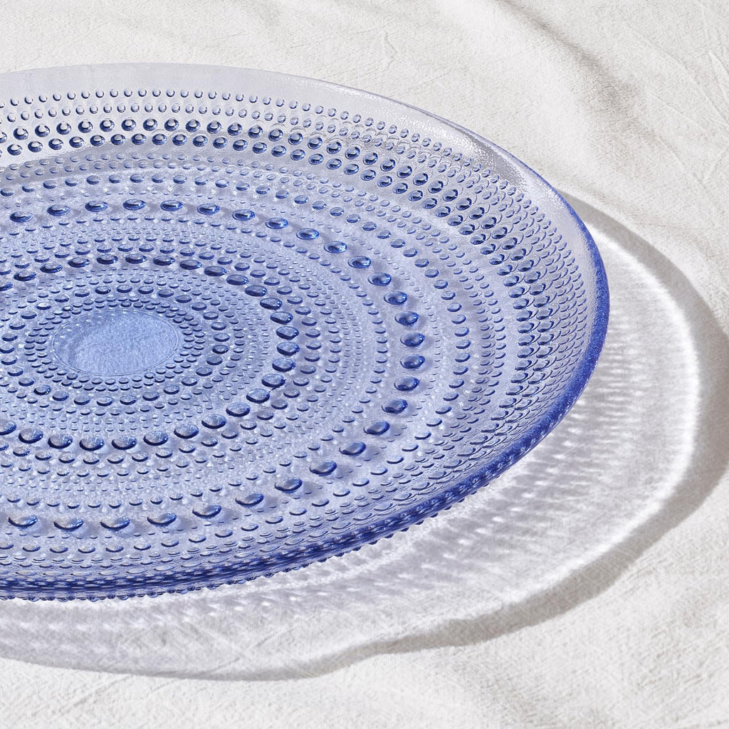 Blue Glass Hobnail Dinner Plates – Set of 4