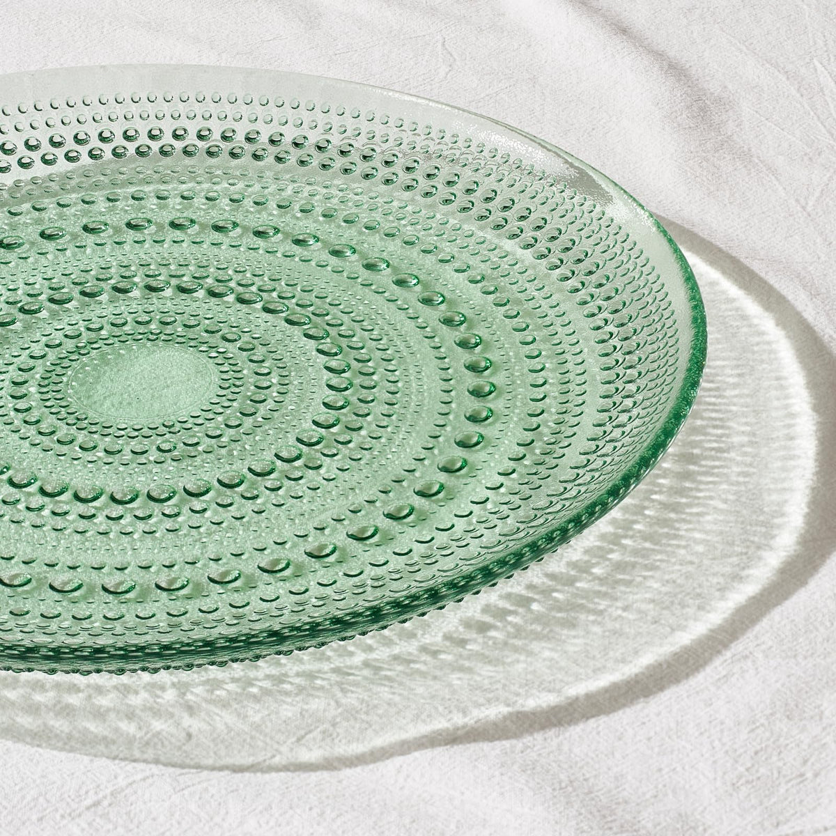 Green Glass Hobnail Dinner Plates – Set of 4