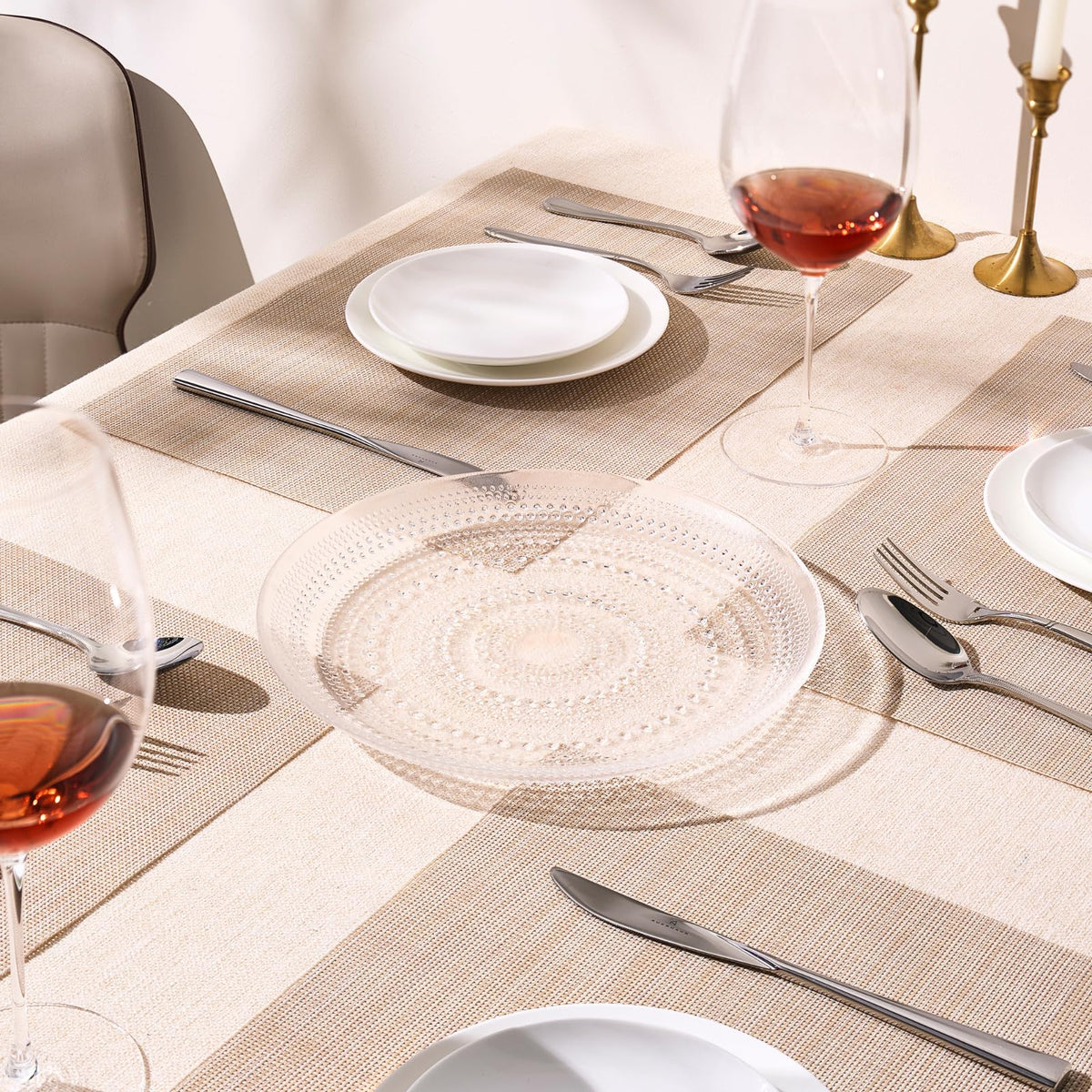 Clear Glass Hobnail Dinner Plates – Set of 4