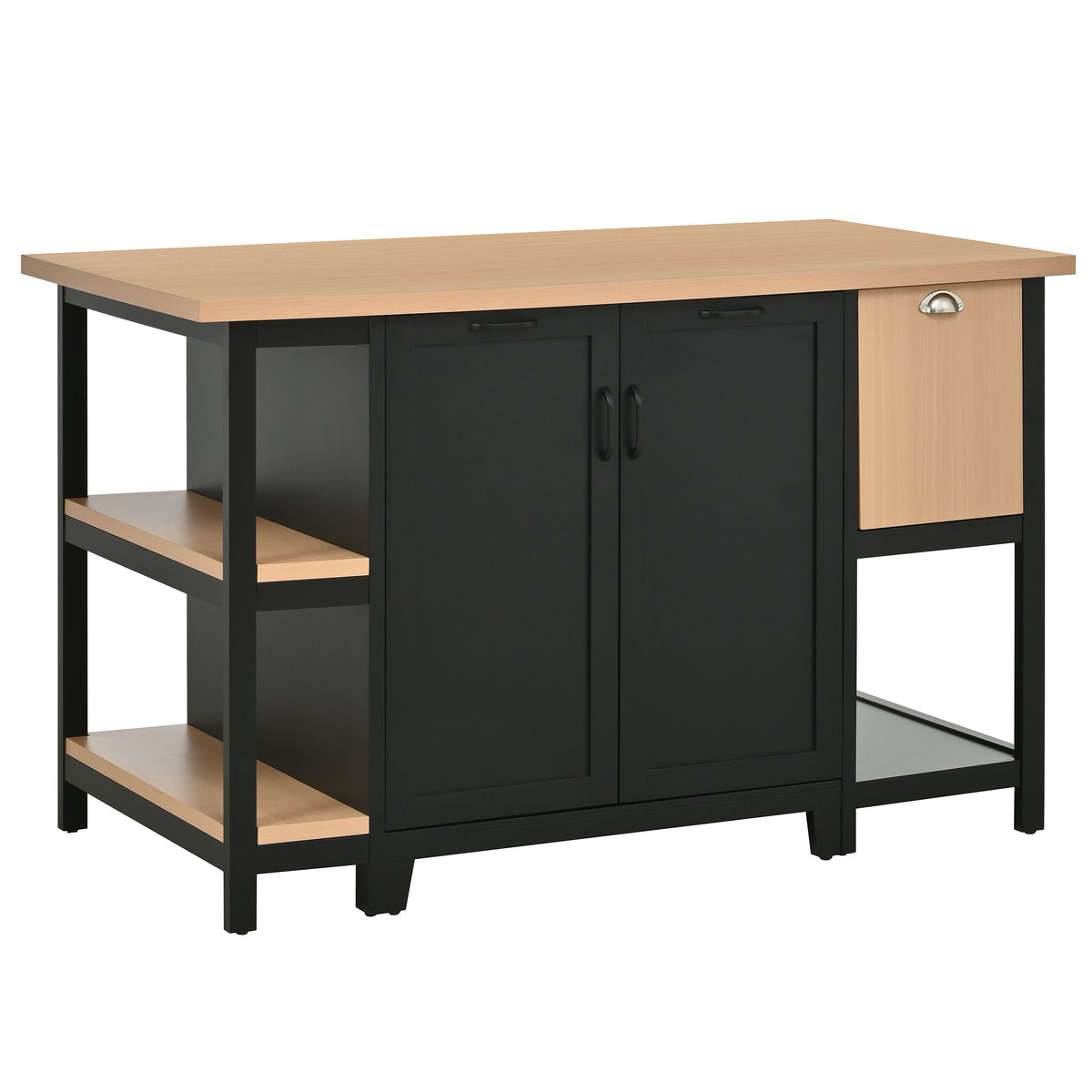 58" Freestanding Kitchen Island-Open Shelving