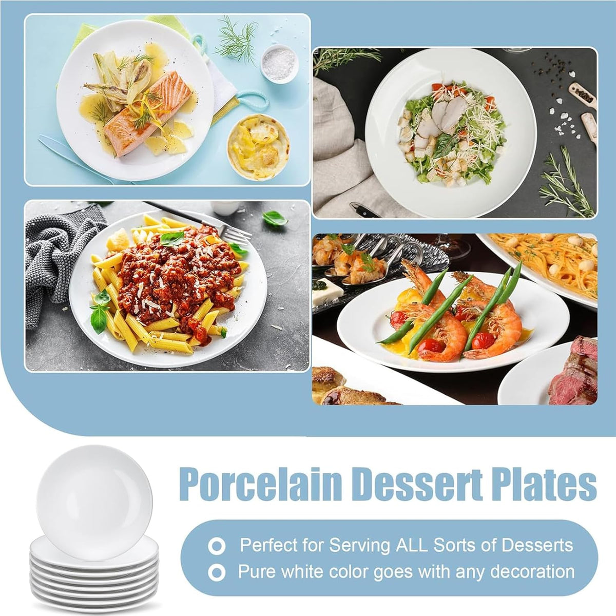 Petite Porcelain Dessert Plates – Set of 8