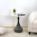Metal Accent Pedestal Table, Hand-Hammered Texture-White+Black
