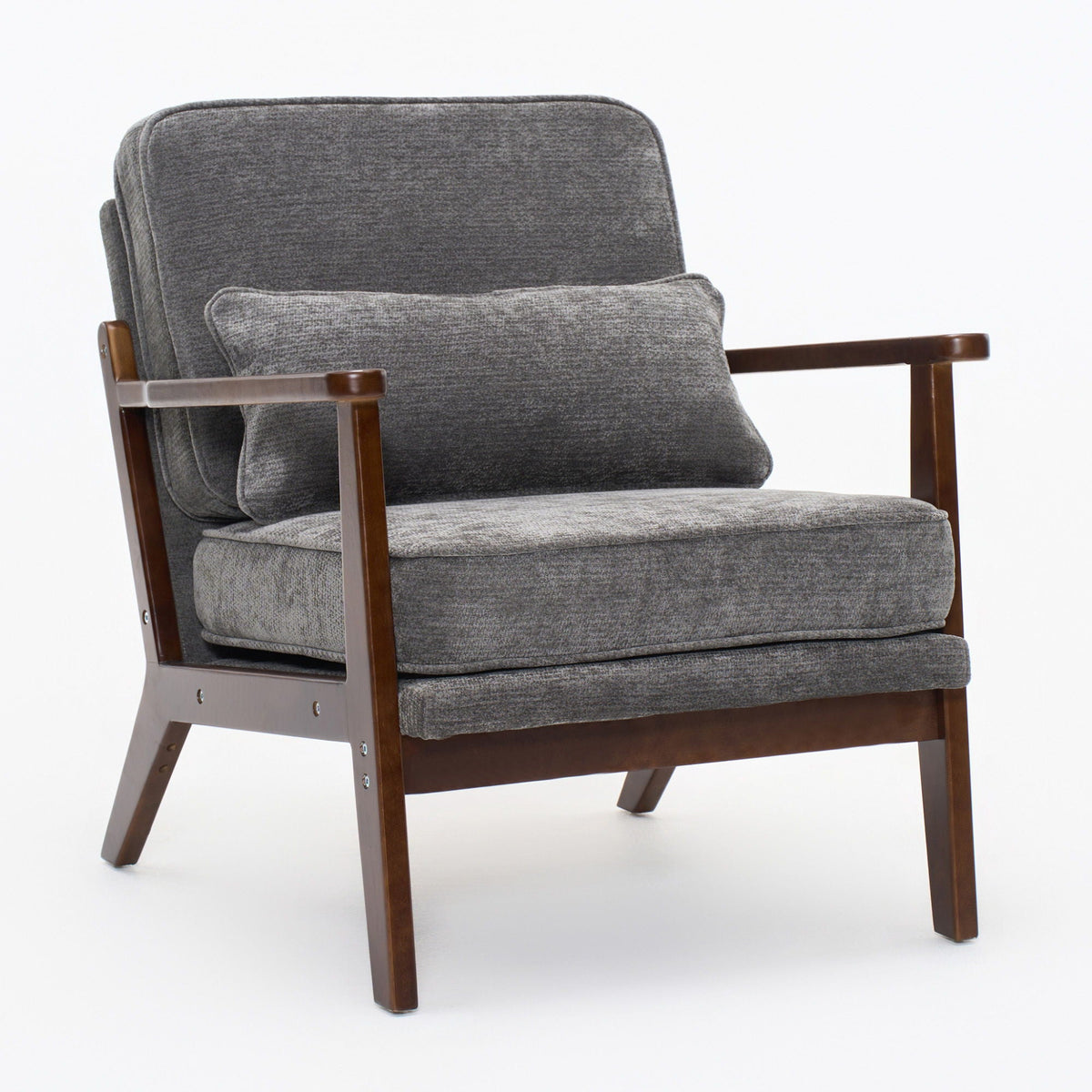 Sleek Mid-Century Chair with Lumbar Pillow