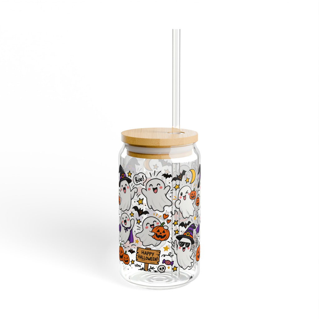 Playful Halloween Ghosts Sipper Glass – 16 oz