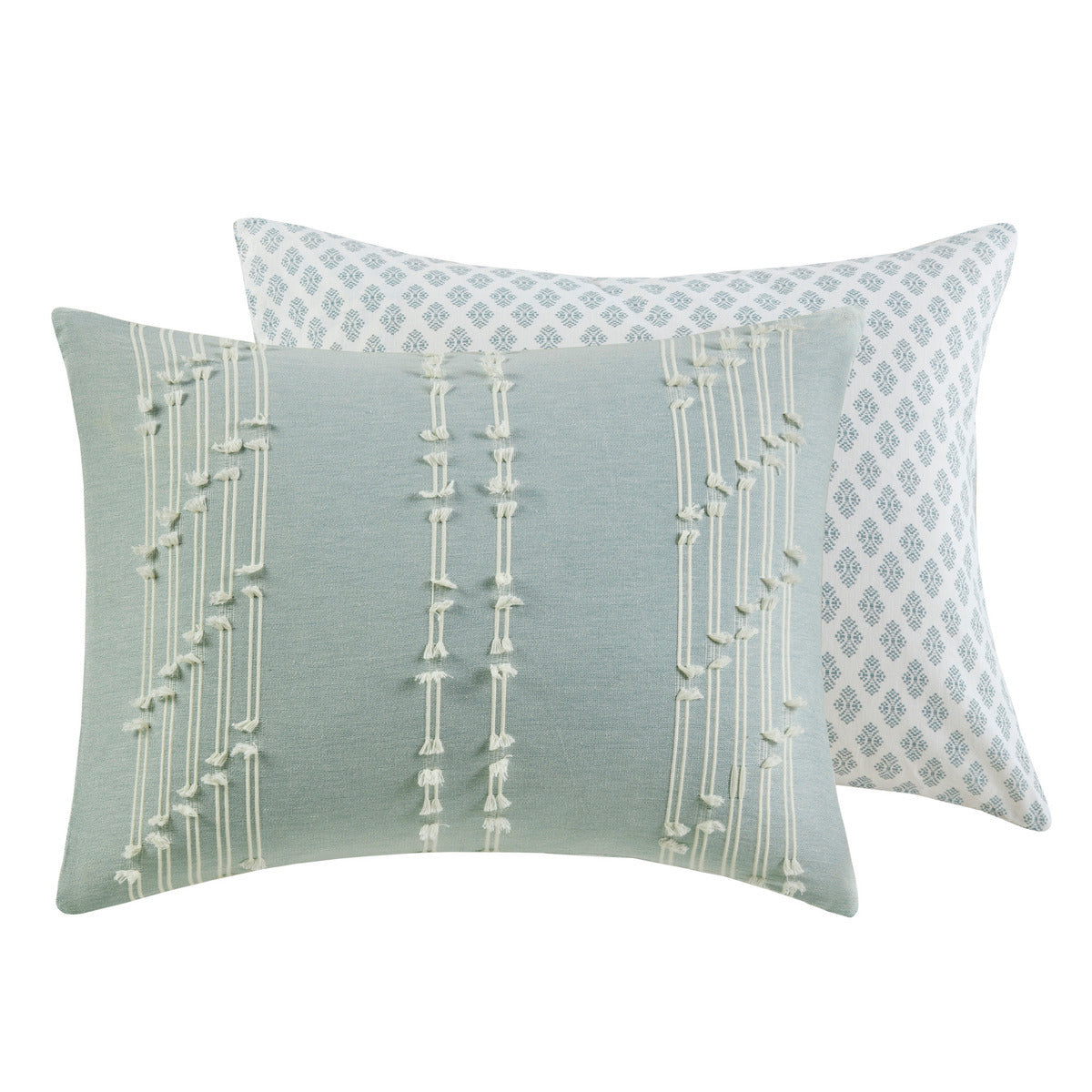 Aqua 3 Piece Cotton Jacquard Comforter Set-Full/Queen