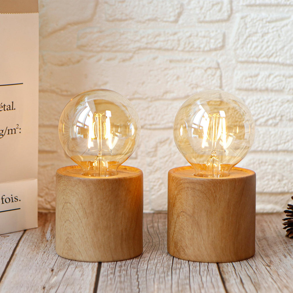 Wood Grain Table Lamps – Set of 4, 6.5"