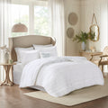 White 5 Piece Microfiber Ruffled Comforter Set - California King