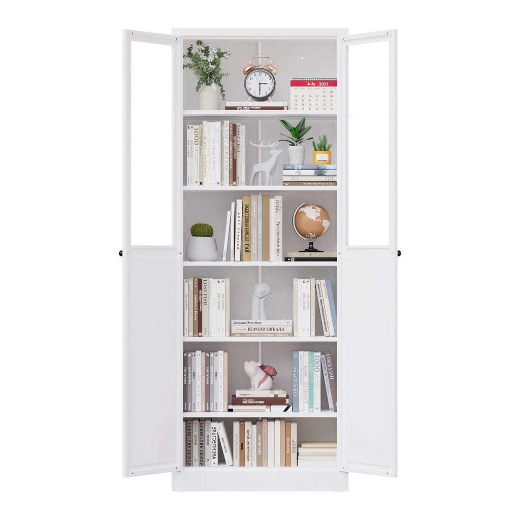 Tall Metal Kitchen Pantry Cabinet with Adjustable Shelves And Silent Magnetic Doors