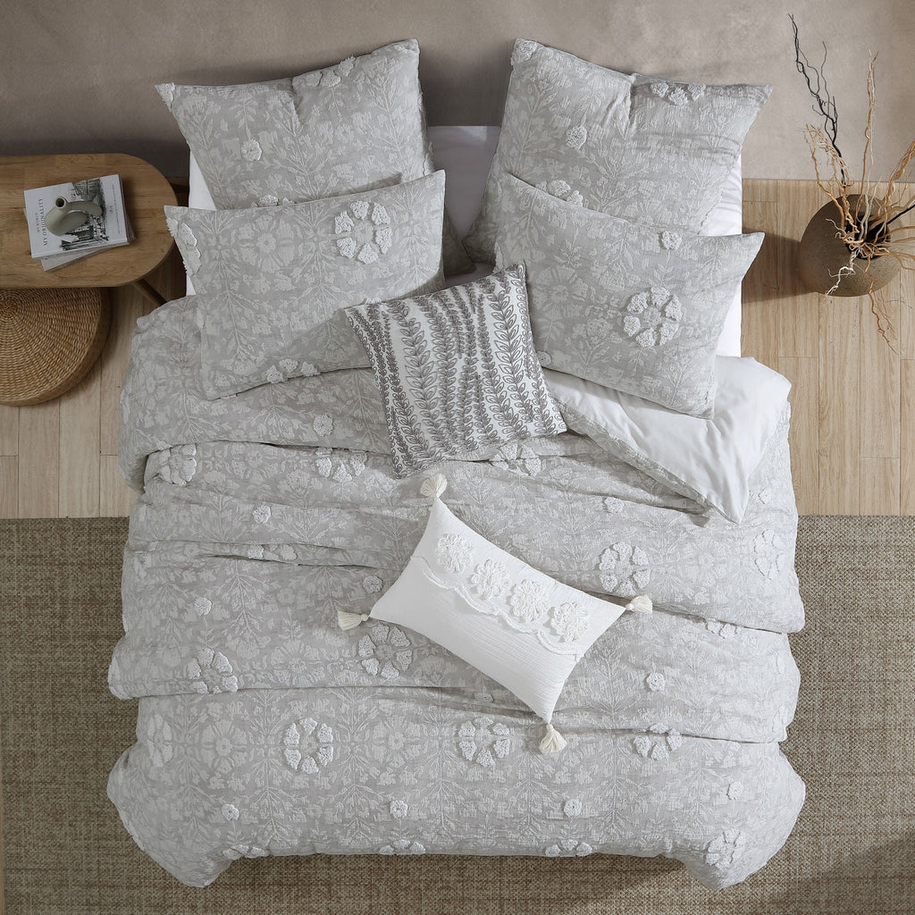 Soft Gray 5 Pc Textured Woven Jacquard Comforter Set