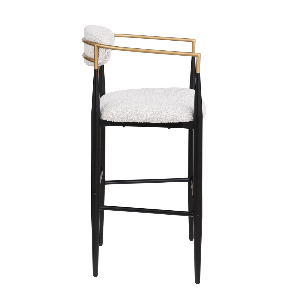 Upholstered Bar Stools with Backs- Set of 2 - Beige