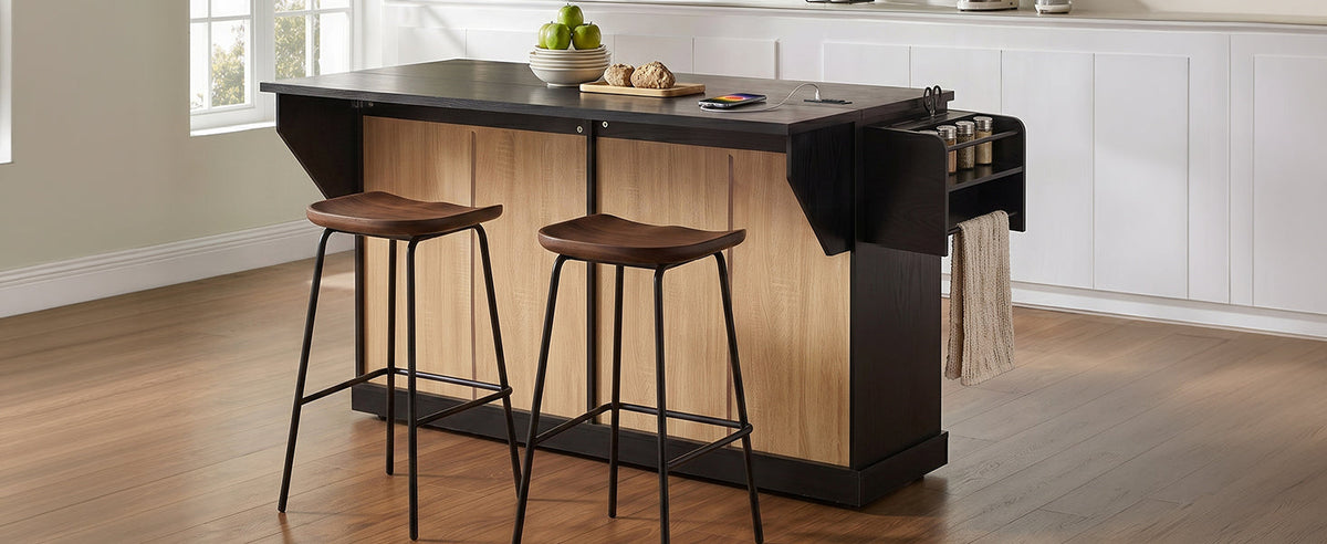 Kitchen Island with Storage & Drop Leaf - 65"