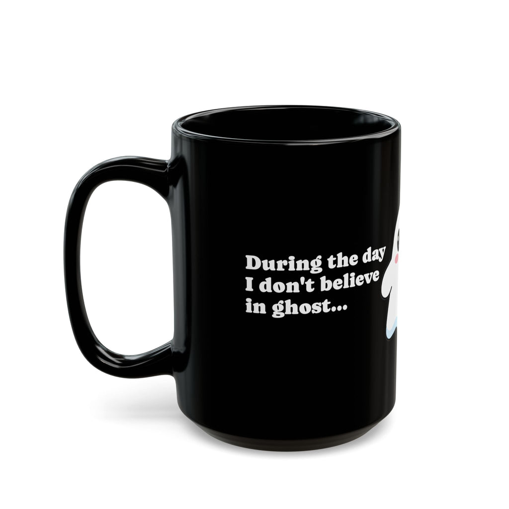 Whimsically Spooky Ghost Coffee Mug – Black Ceramic