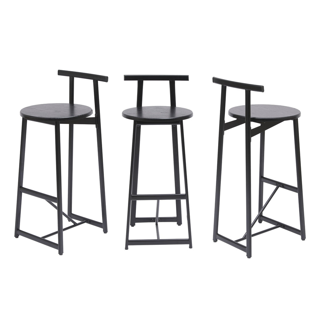Modern Bar Stools with Backrest – Set of 3