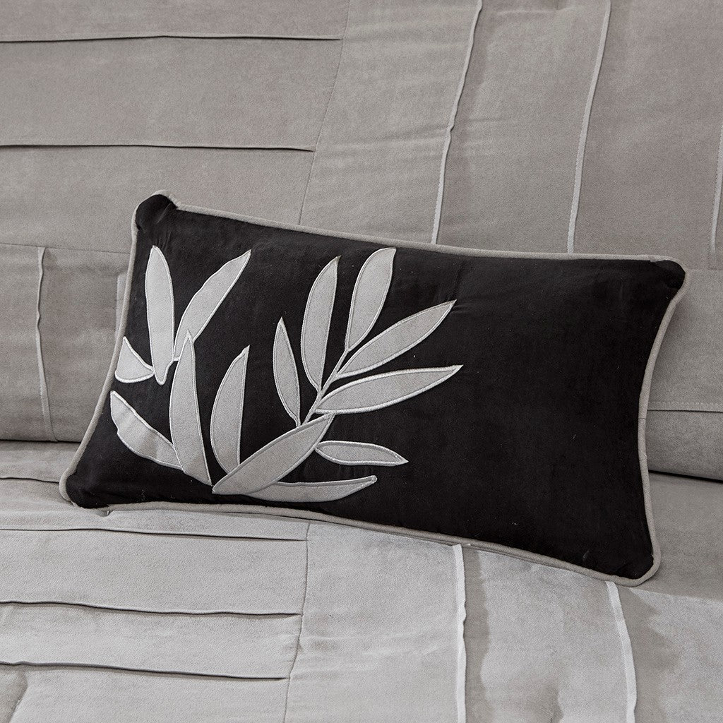 Gray Faux Suede 7 Piece Comforter Set-Cal King