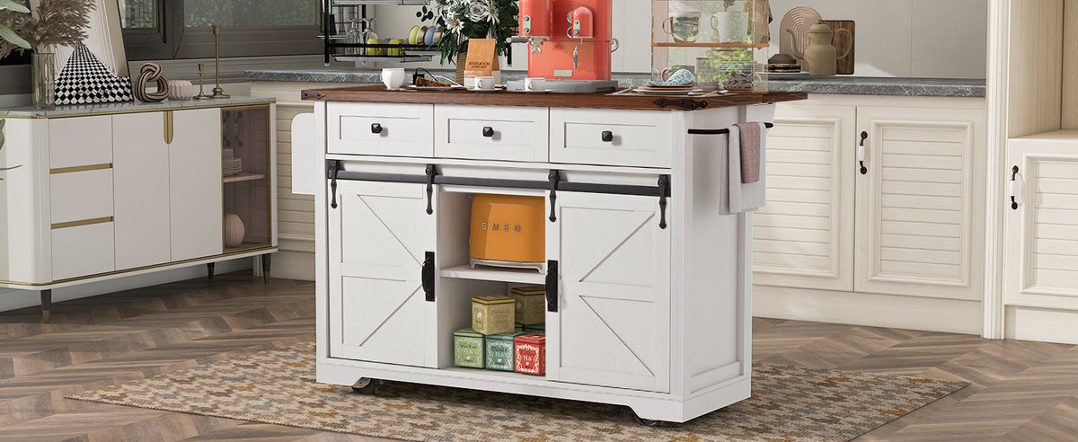 Farmhouse Kitchen Island with Power Outlet-53.7"