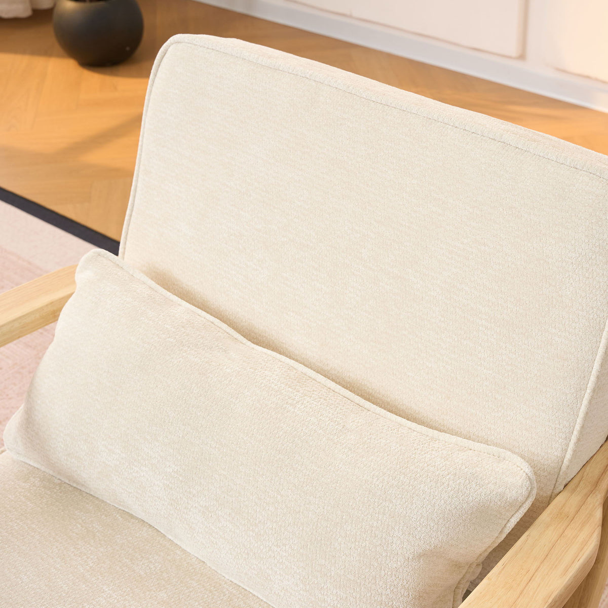 Sleek Mid-Century Chair with Lumbar Pillow