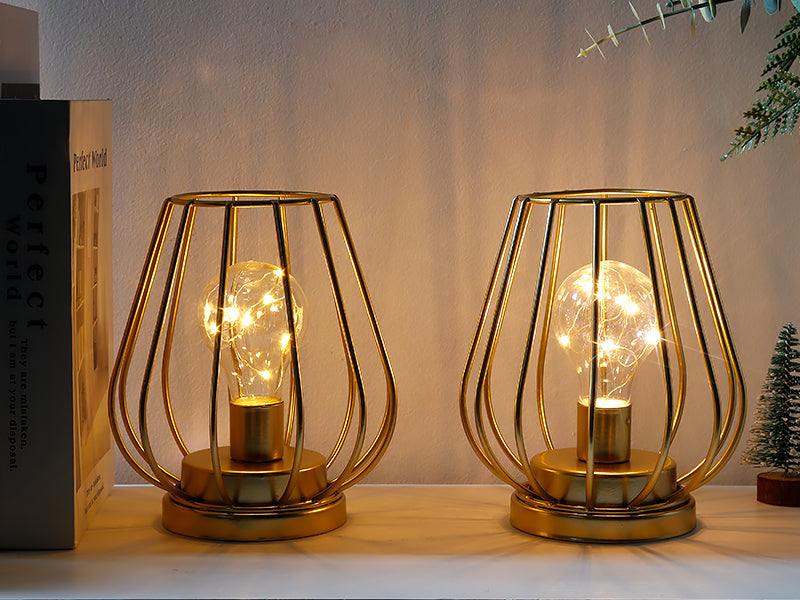 Mini Cage Cordless Table Lanterns – Set of 2