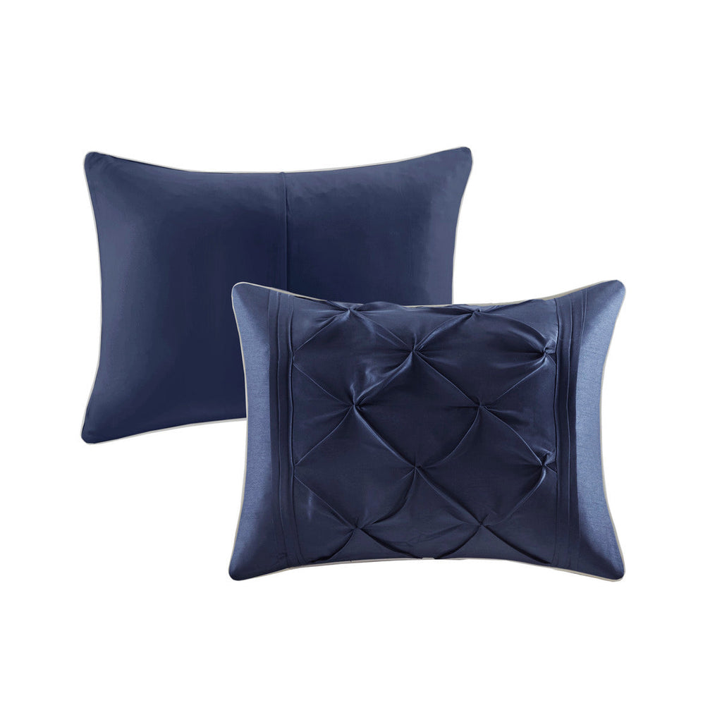 Navy 7 Piece Tufted Queen Comforter Set