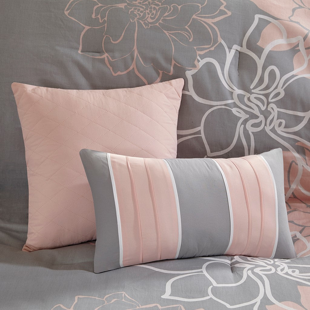 Peach Blossom Floral Cotton Sateen Comforter with Hypoallergenic Fill