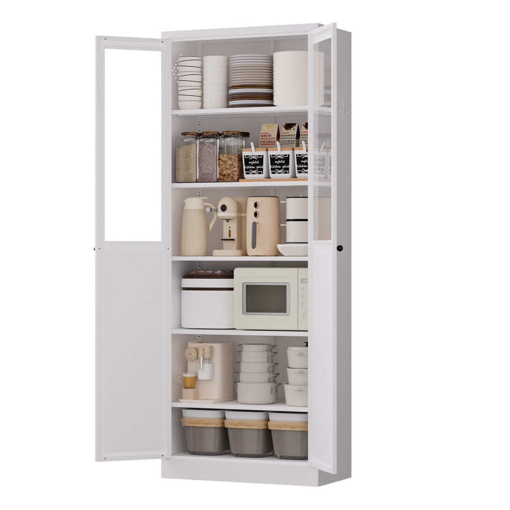 Tall Metal Kitchen Pantry Cabinet with Adjustable Shelves And Silent Magnetic Doors