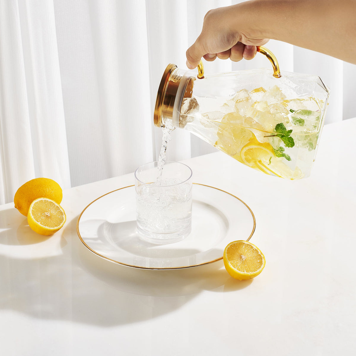 Classic Gold and Glass Pitcher