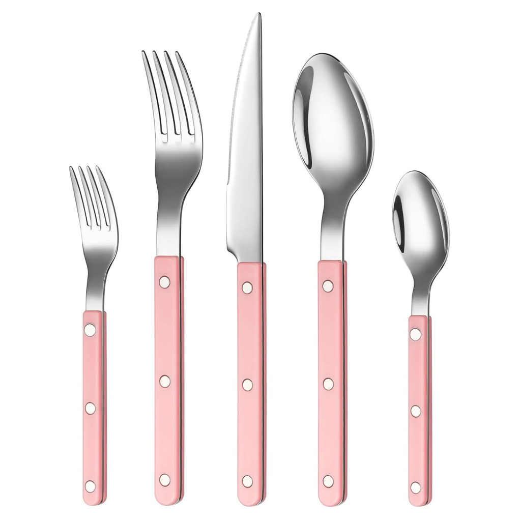 Khen Pink Stainless Steel Flatware – 20-Piece Set