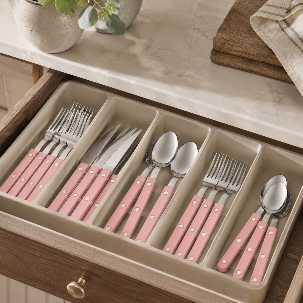 Khen Pink Stainless Steel Flatware – 20-Piece Set
