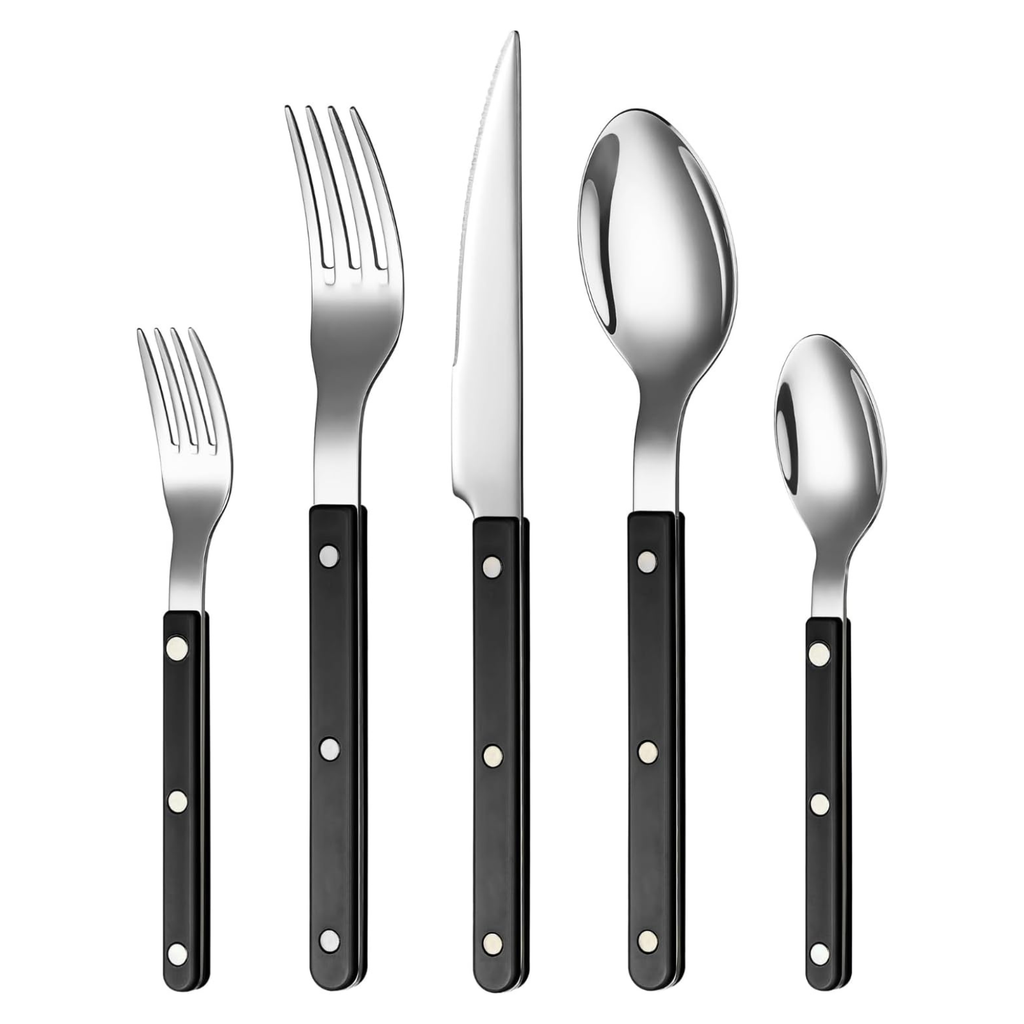 Khen Black Stainless Steel Flatware – 20-Piece Set