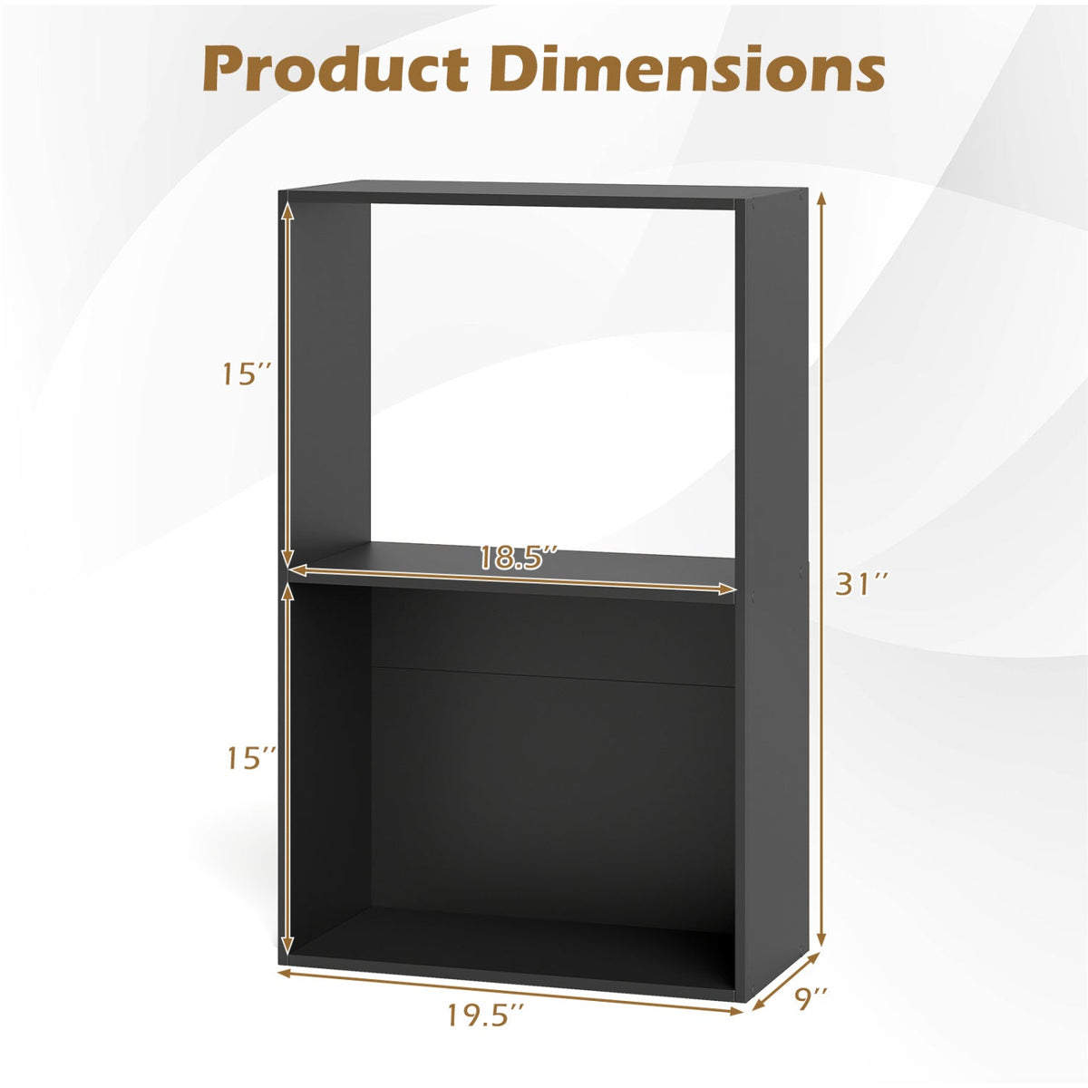 3-Tier Bookshelf with Open Storage - Set of 2