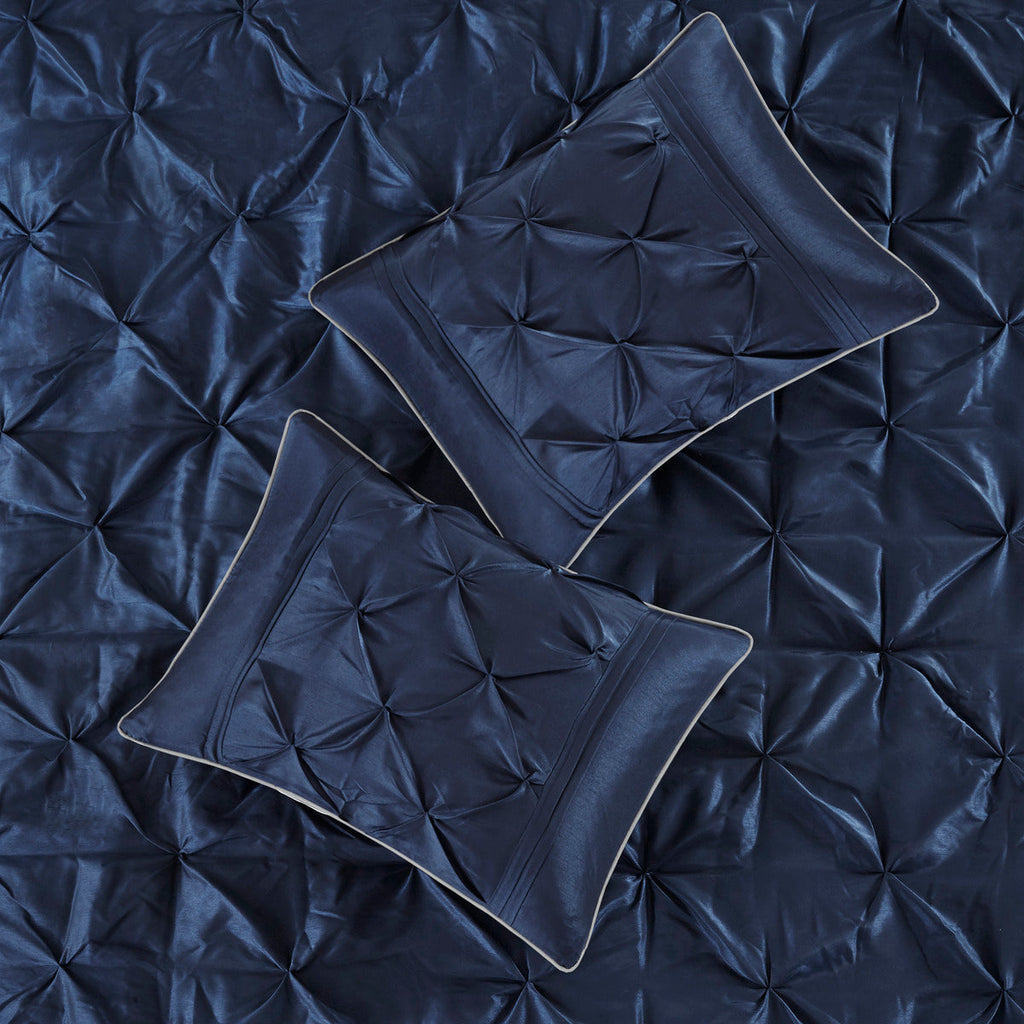 Navy 7 Piece Tufted Queen Comforter Set