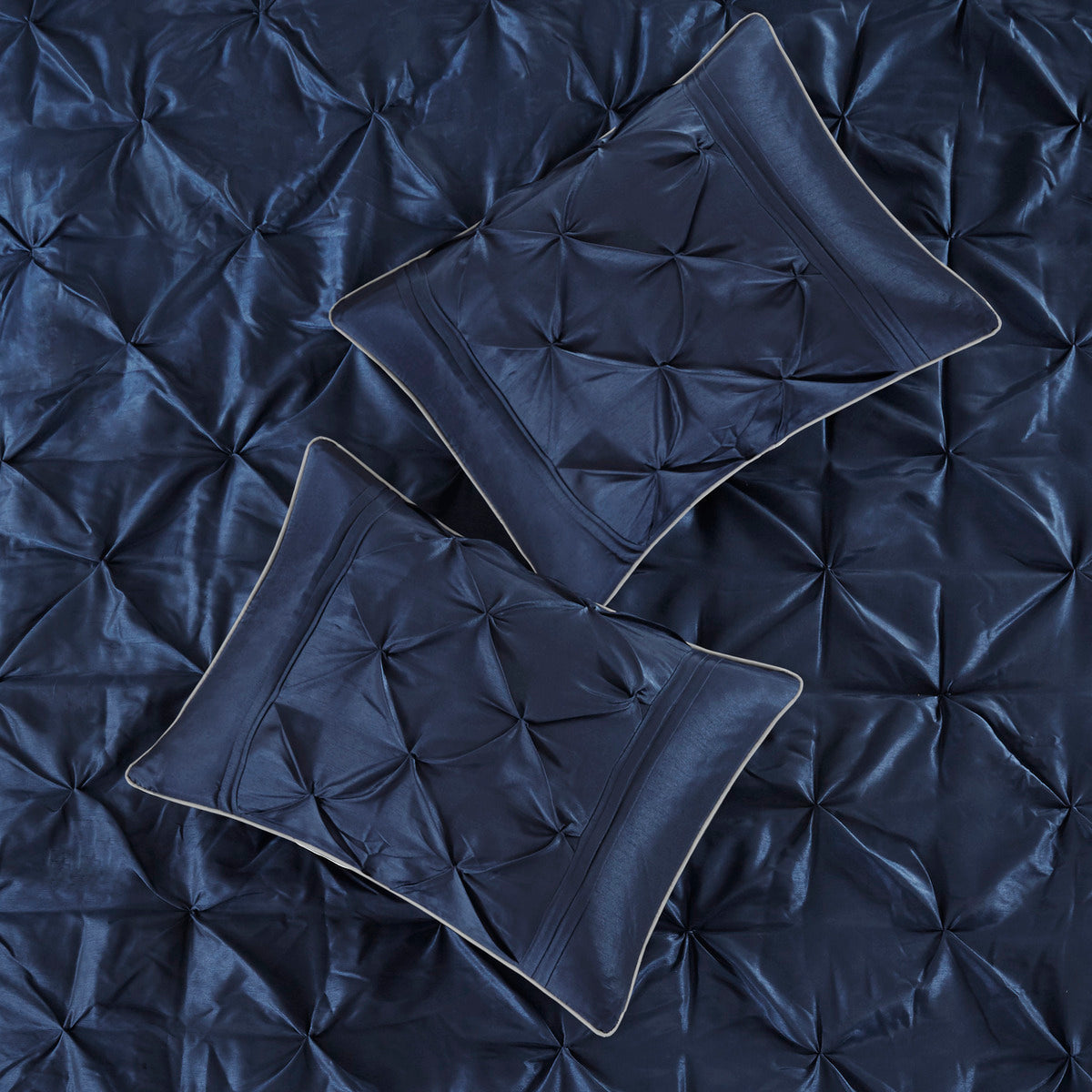 Navy 7 Piece Tufted Queen Comforter Set
